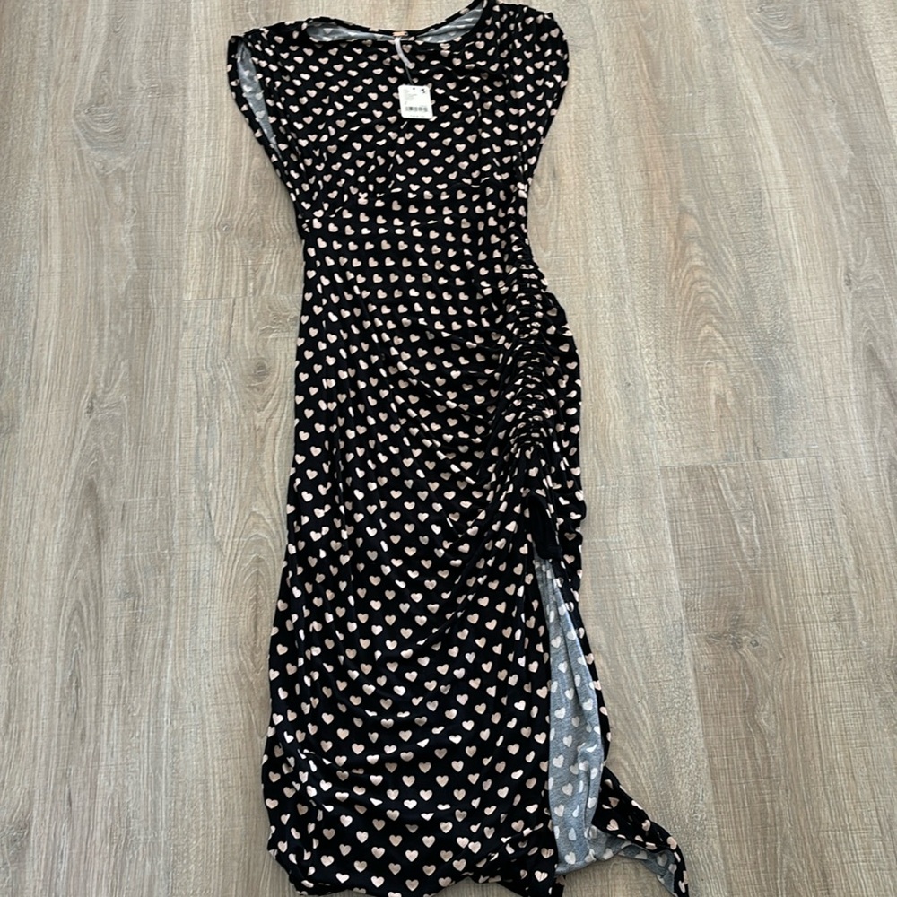 Free People Black and White Heart Maxi Dress